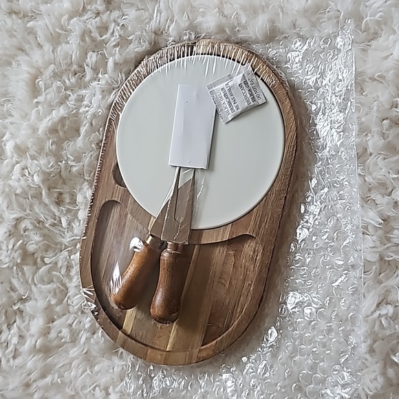 Twine Living Co Kitchen Gourmet Wood Ceramic Cheese Board With